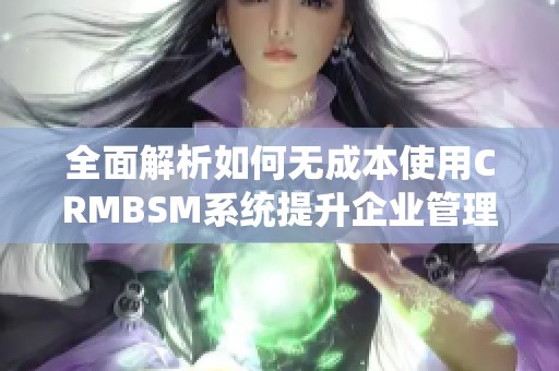 全面解析如何无成本使用CRMBSM系统提升企业管理效率
