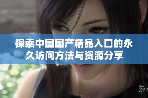 探索中国国产精品入口的永久访问方法与资源分享