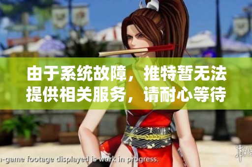 由于系统故障，推特暂无法提供相关服务，请耐心等待恢复